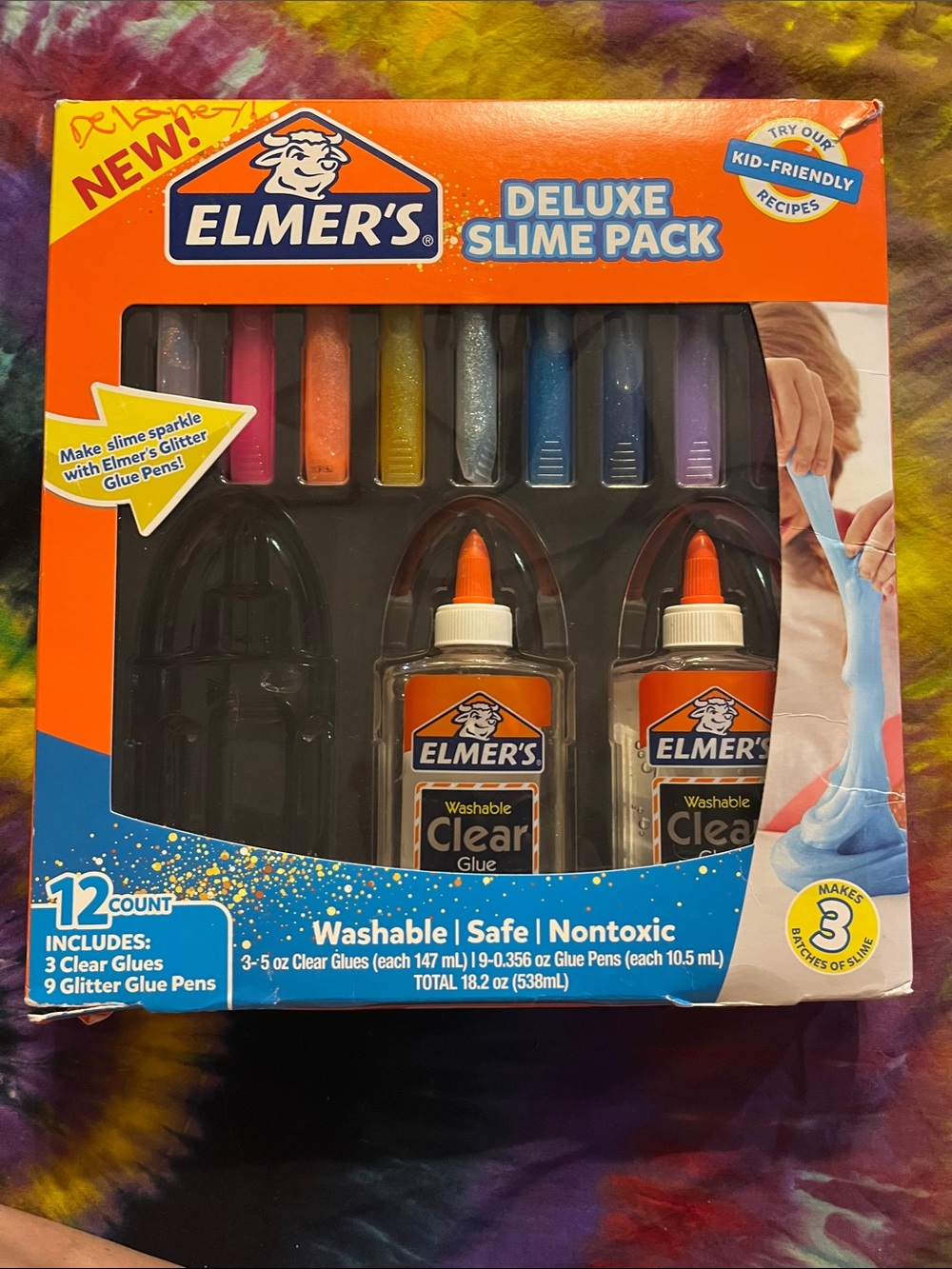 Deluxe Slime Pack - Clear Glue with Assorted Glitter Glue Pens (Orange)
